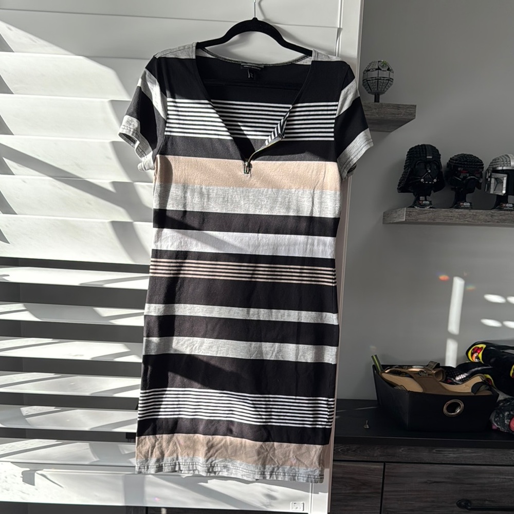 Stylish Black and White Striped Dress